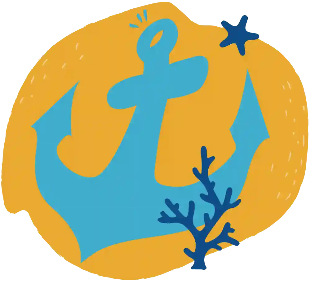 Icône représentant un ancre, avec des couleurs dominantes de bleu et de jaune.